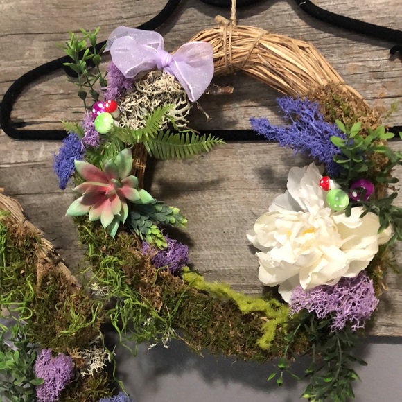 Straw spring wreaths 🍄 mushroom moss cottage core succulents bird - Picture 2 of 14